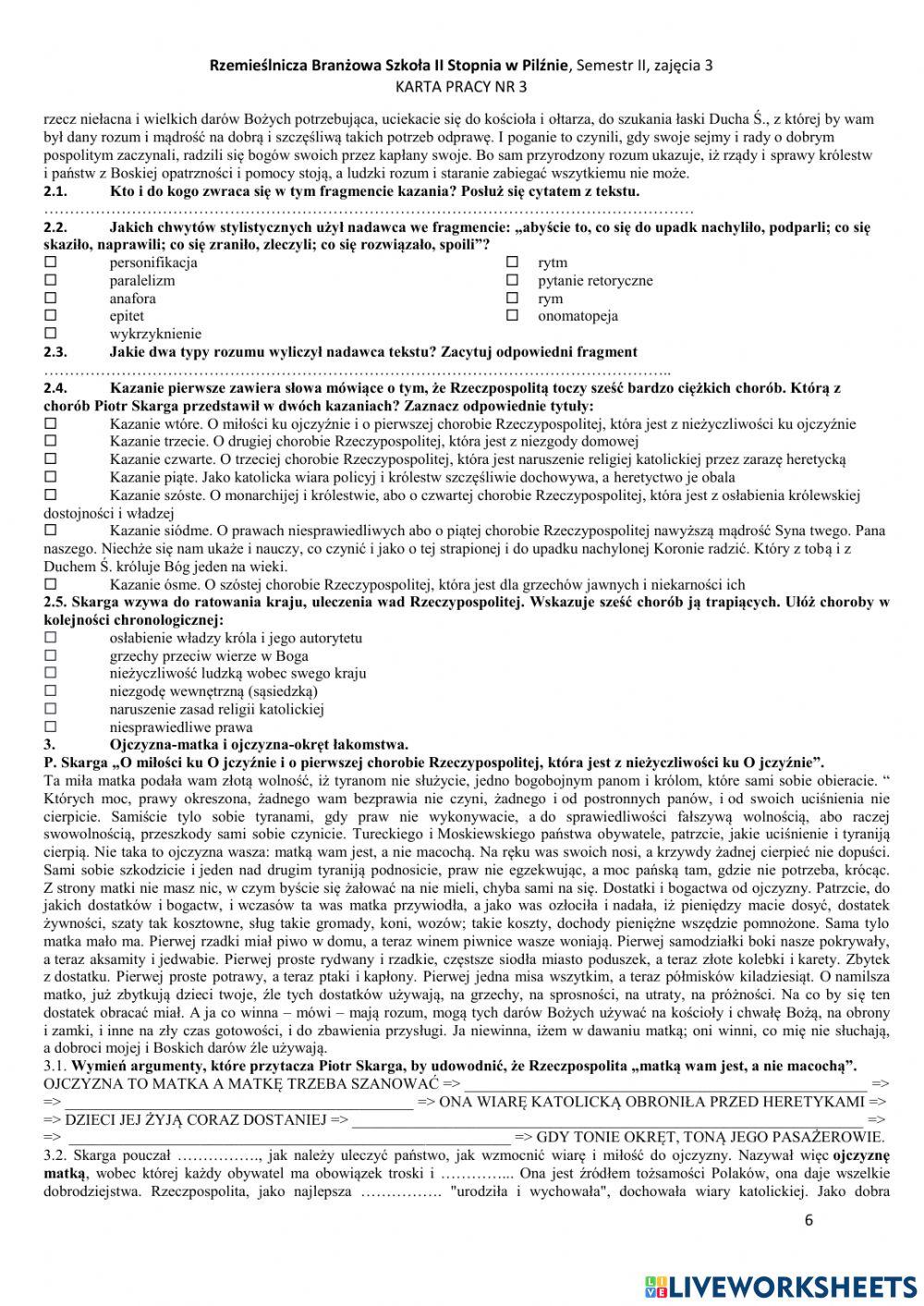 Rzemieślnicza Branżowa Szkoła II Stopnia w Pilźnie, semestr II, zajęcia 3