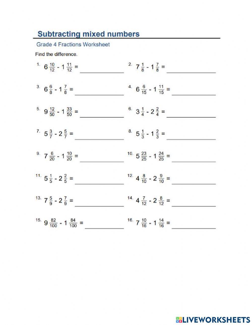 Fractions online exercise for 4 | Live Worksheets