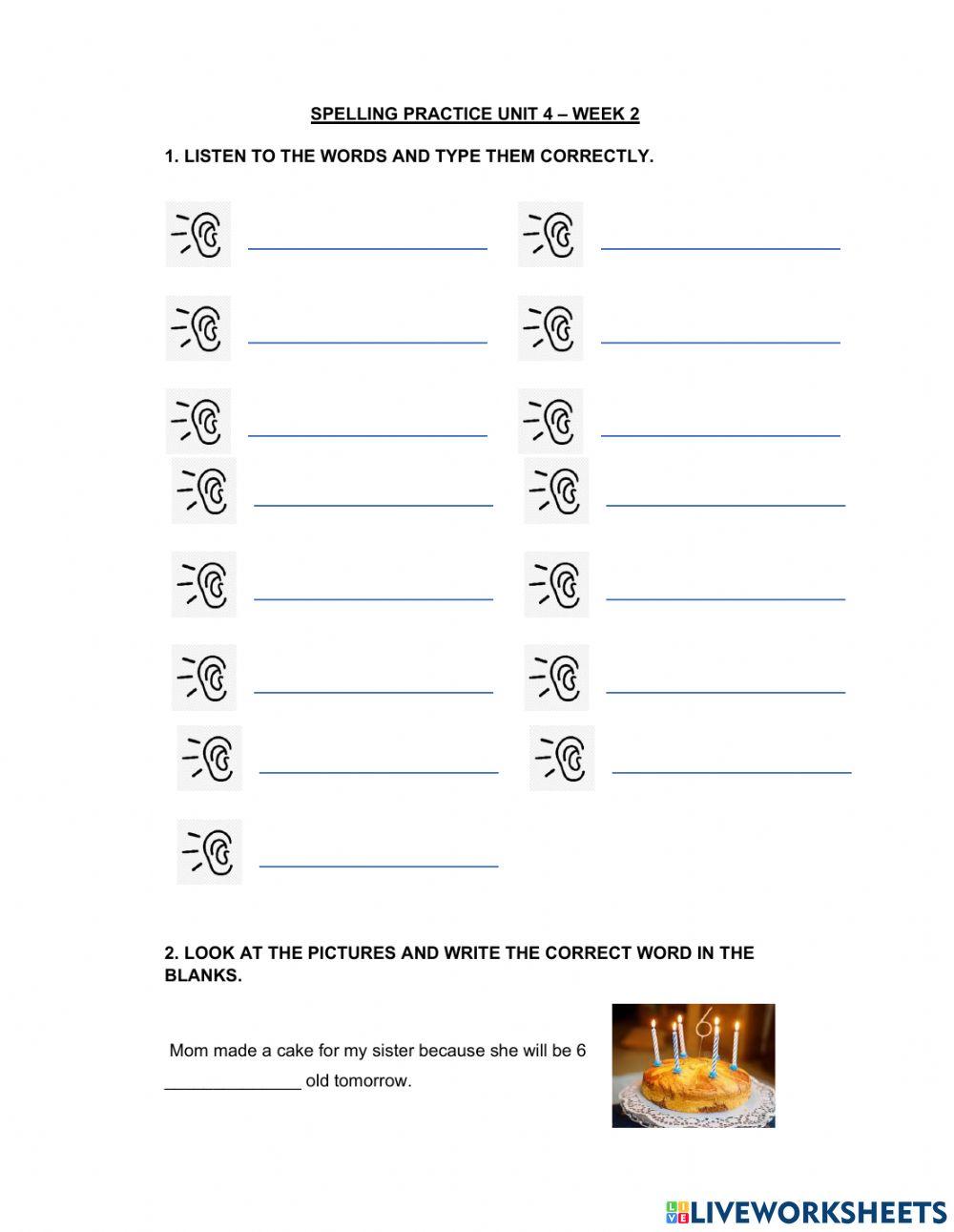 Spelling Unit 4 (Week 2)