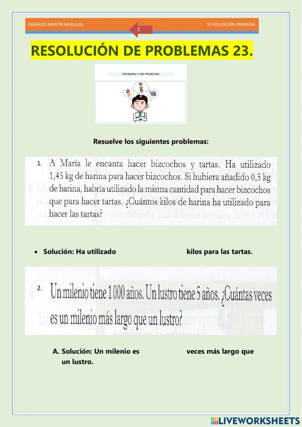 Resolución de problemas. Ficha 23.