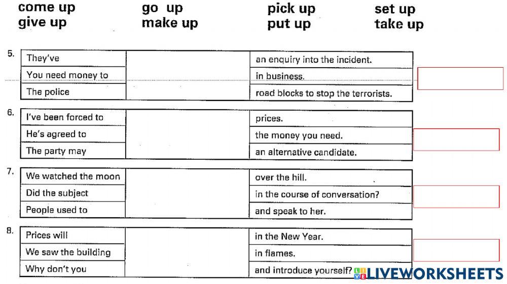 Phrasal verbs with UP (1)