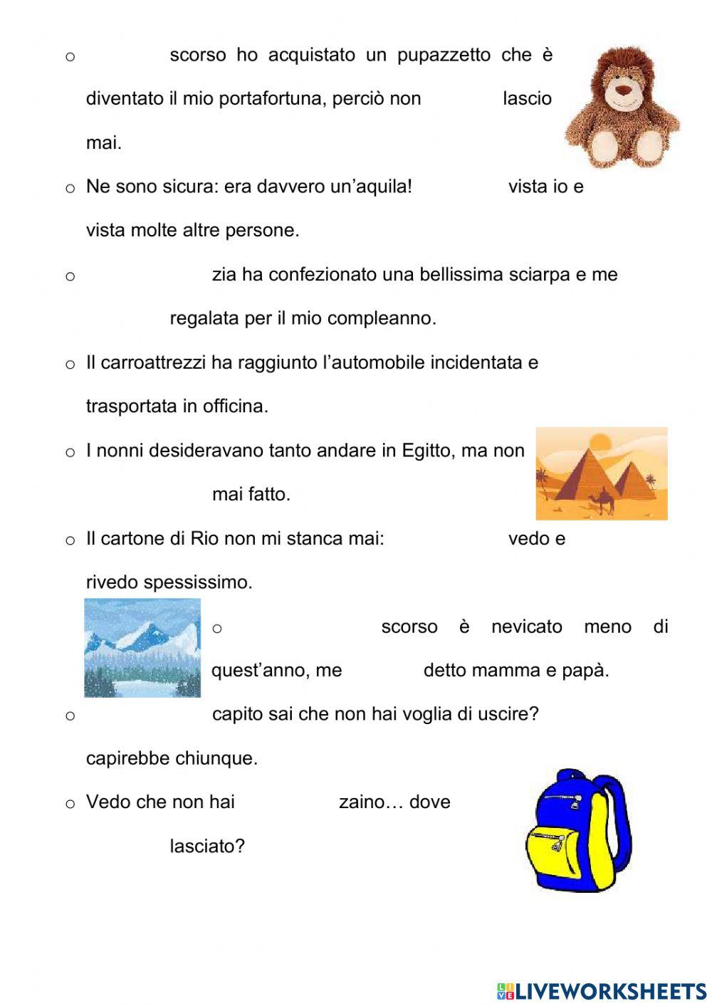 Pronomi e verbo avere