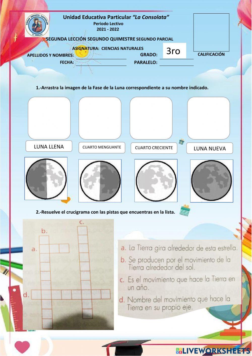 Movimientos de la tierra-Fases de la Luna