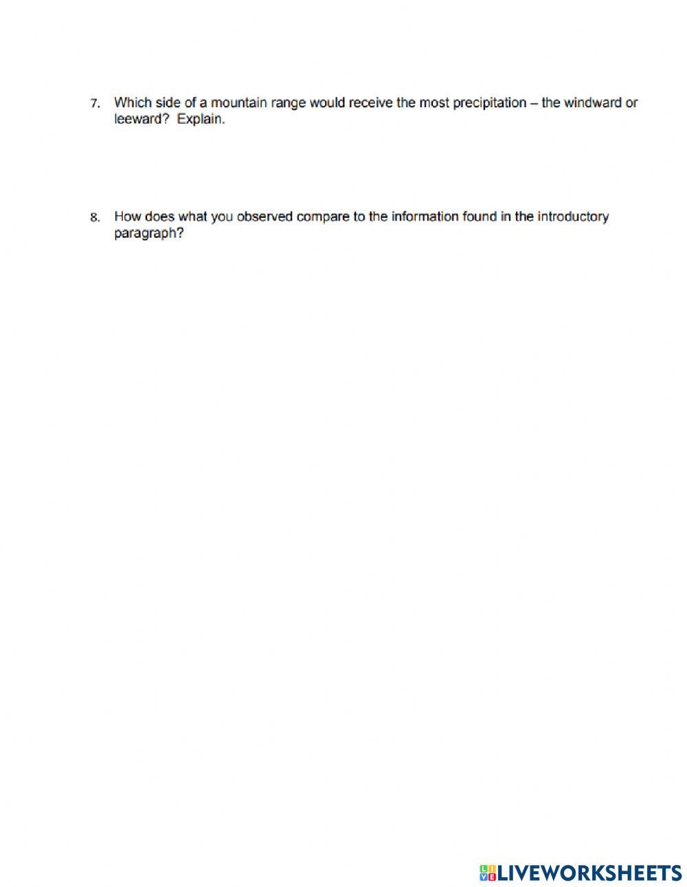 Feb 28 Explore Mountain Shadows and Moisture