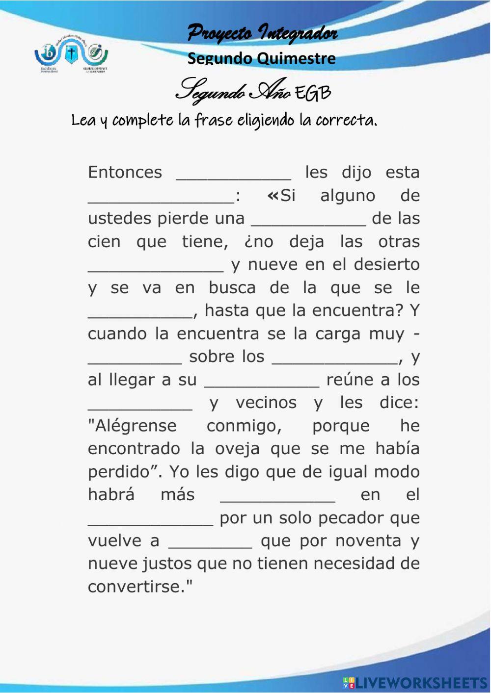 Lectura de La oveja perdida