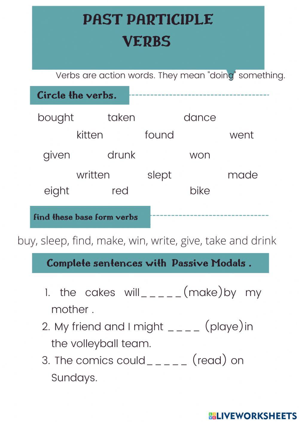 Past Participles and Passive with Modals
