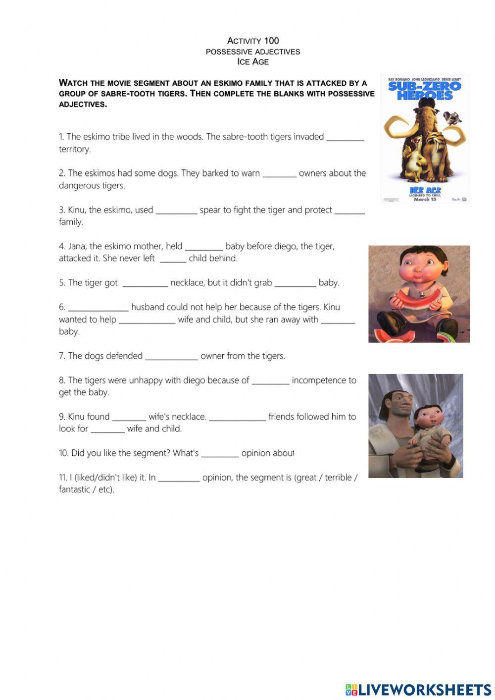 Ice Age - possessive adjectives