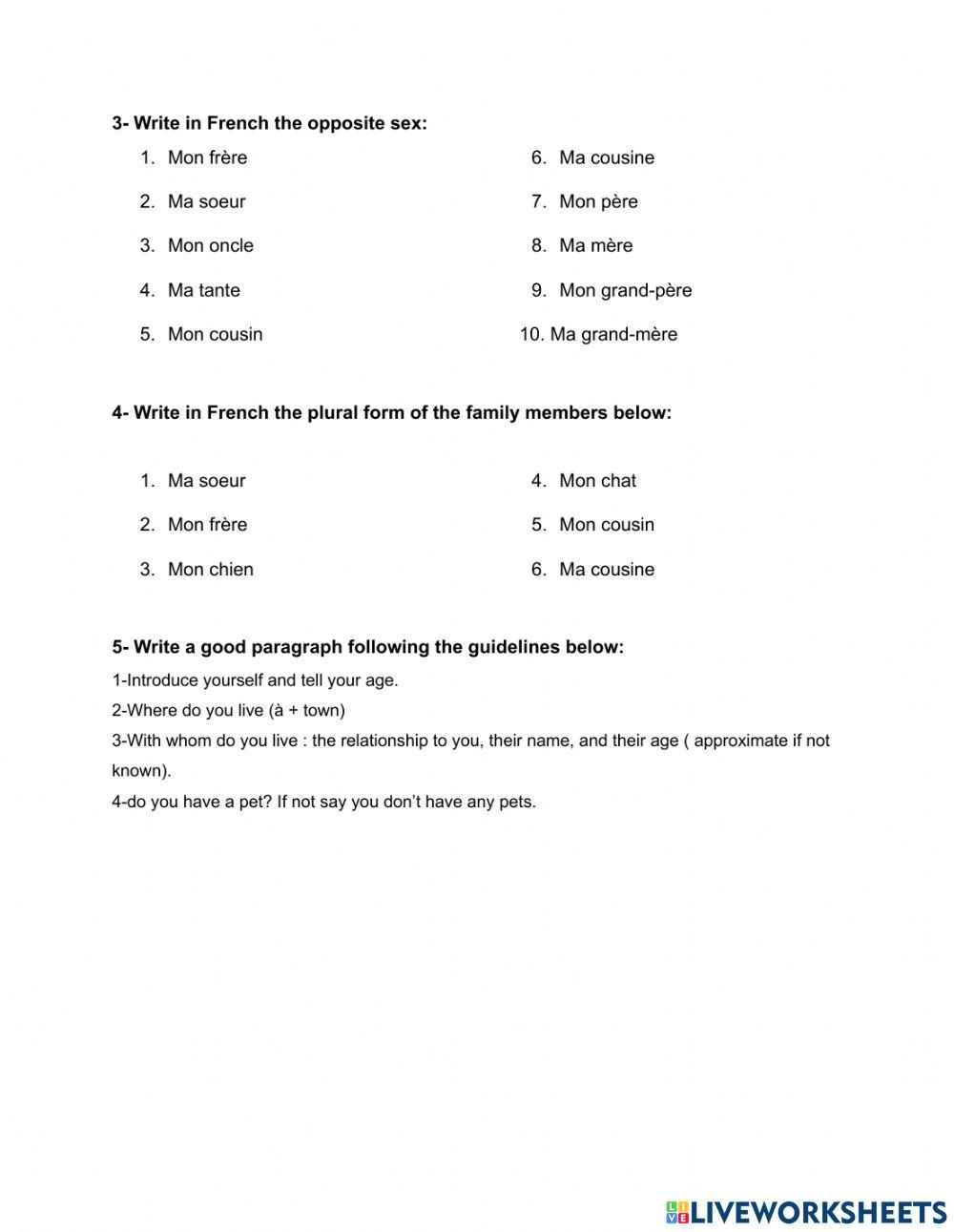 la famille révision des membres 