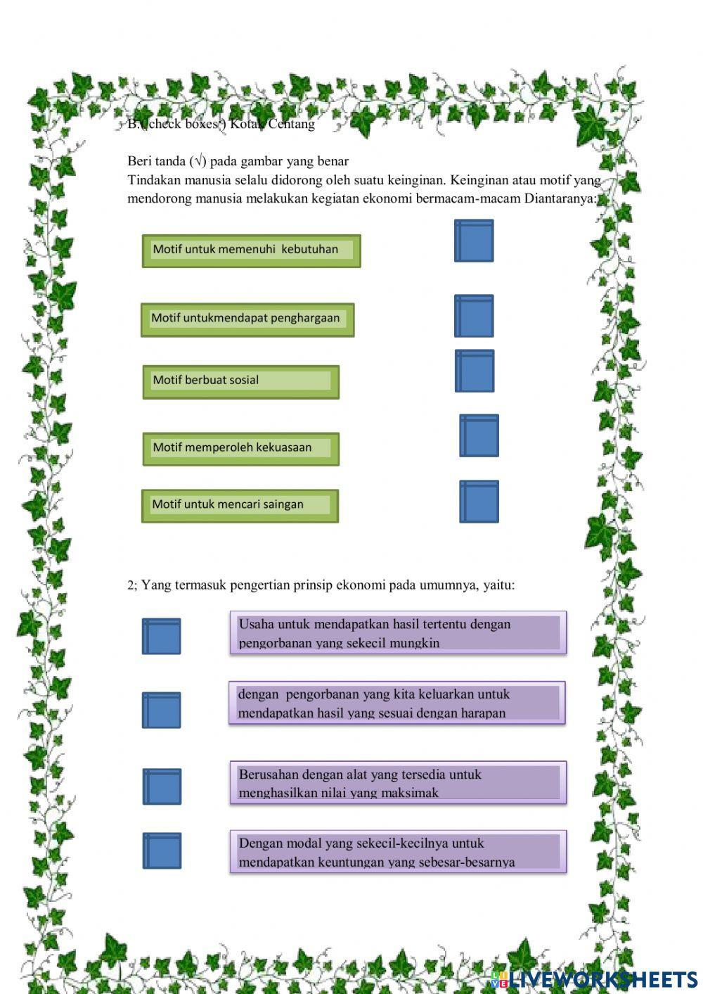 Tindakan, motif dan prinsip ekonomi