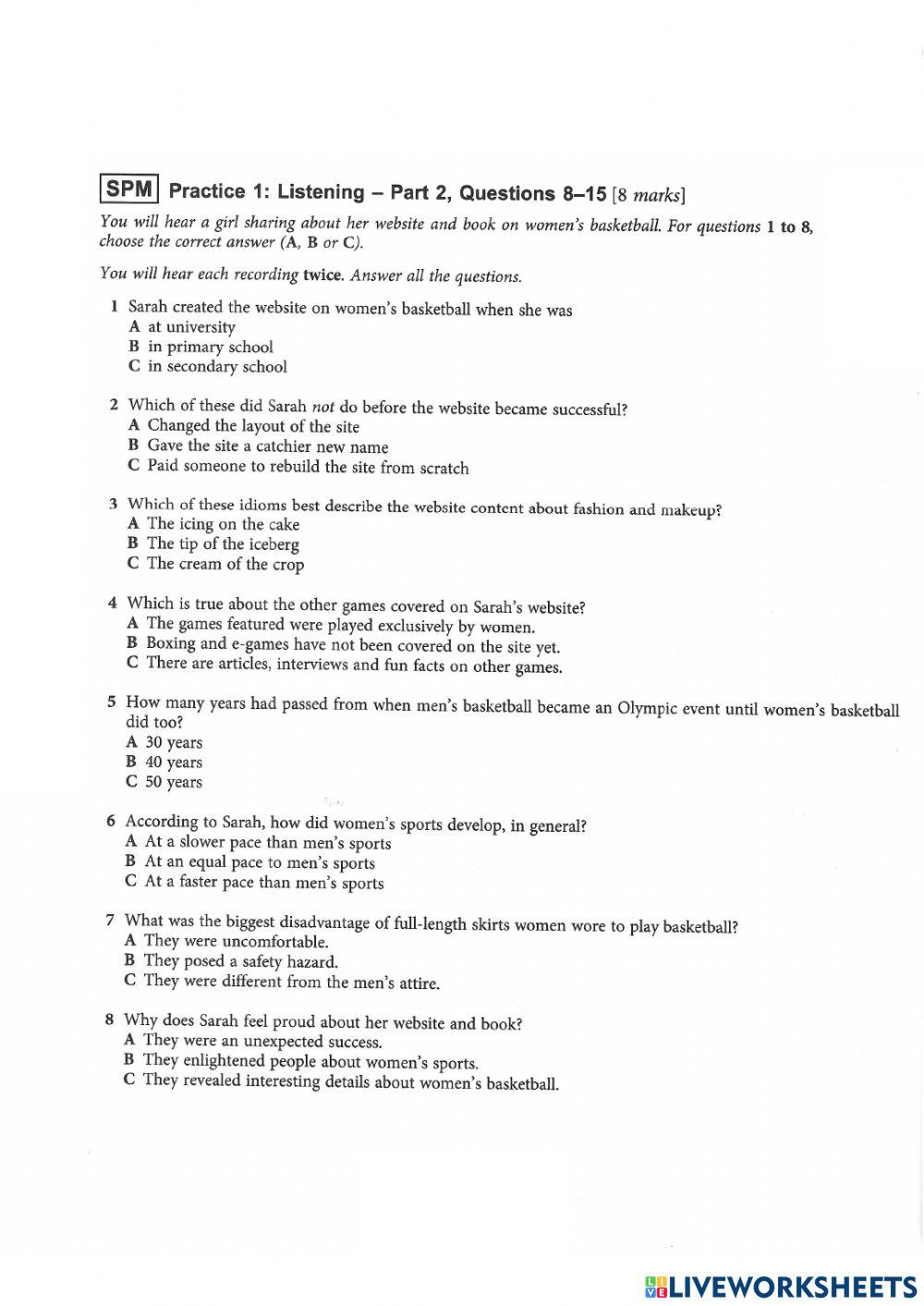 SPM Listening Practice 1.1