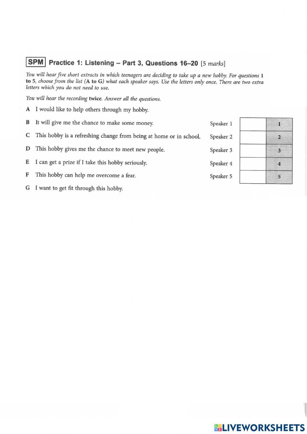 SPM Listening Practice 1.1