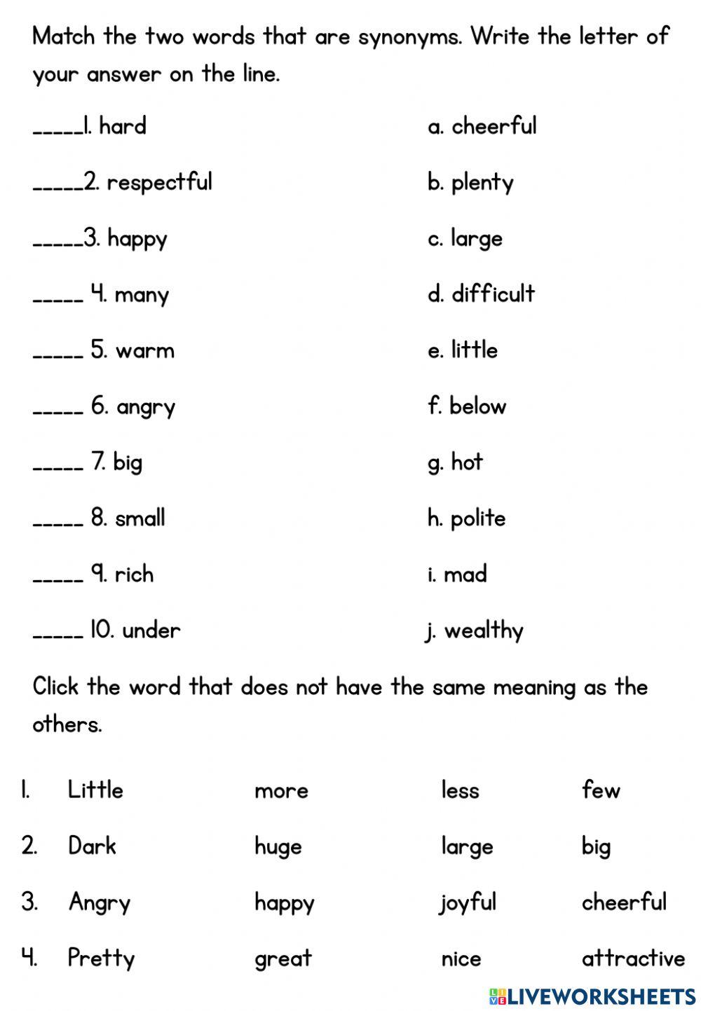 Similar Words Online Exercise For Live Worksheets similar-words-online-exercise-for-live-worksheets