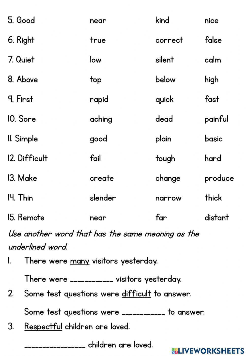 Similar Words Online Exercise For Live Worksheets similar-words-online-exercise-for-live-worksheets