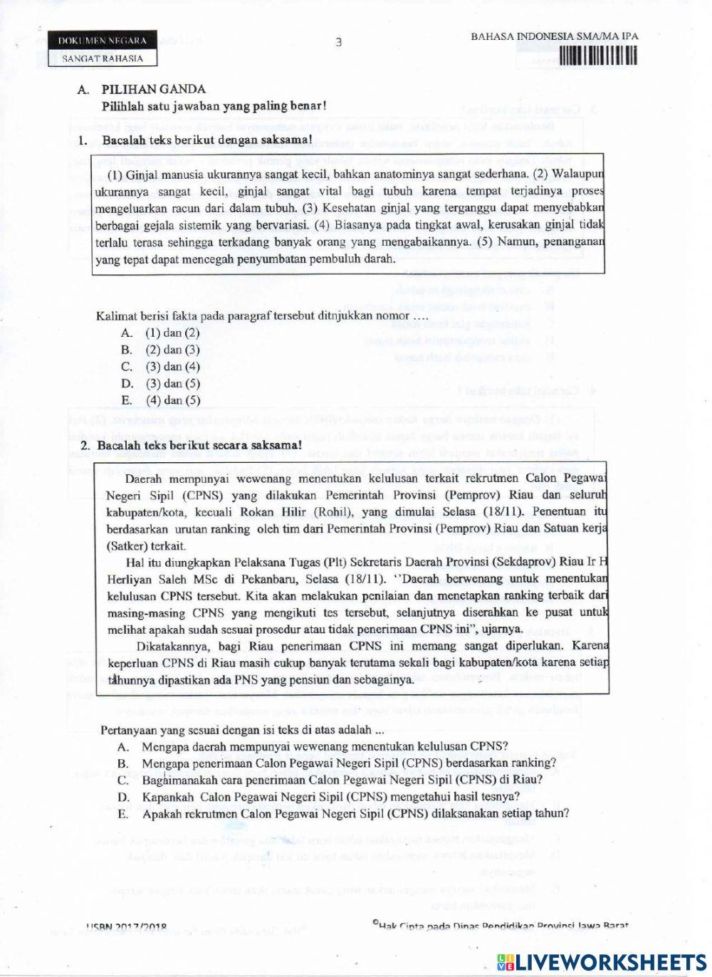 Usbn bahasa indonesia sma tahun 2017-2018