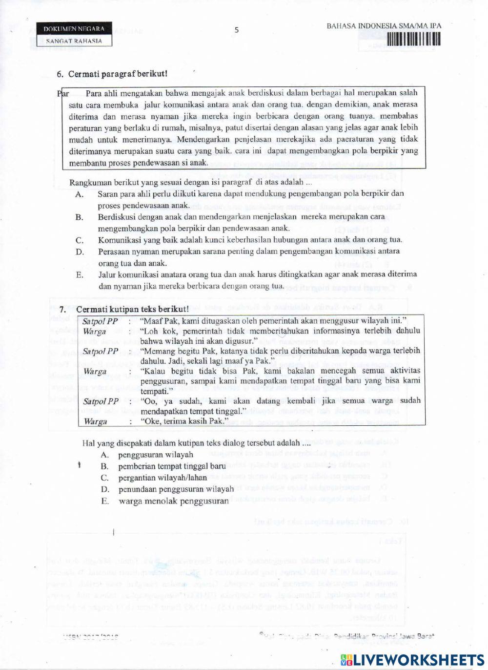 Usbn bahasa indonesia sma tahun 2017-2018