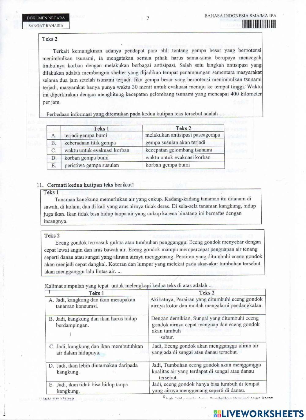 Usbn bahasa indonesia sma tahun 2017-2018