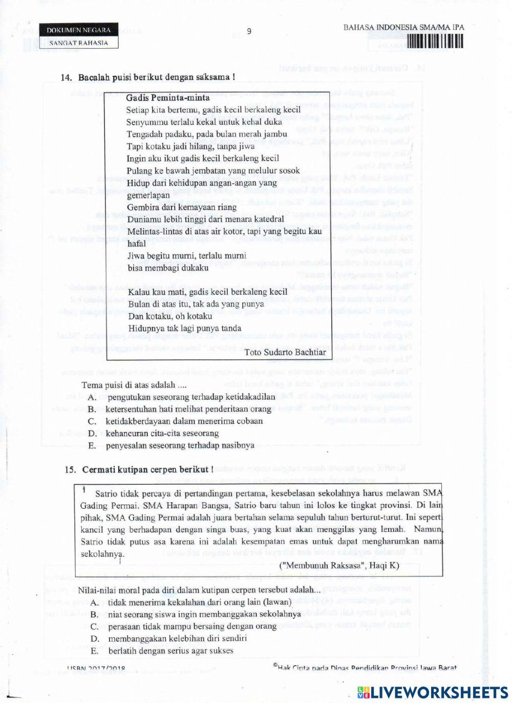 Usbn bahasa indonesia sma tahun 2017-2018