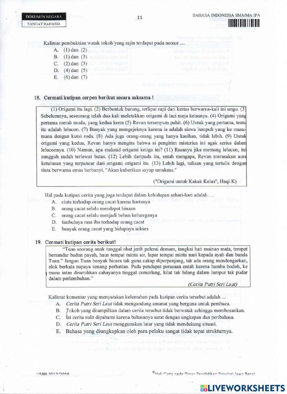Usbn bahasa indonesia sma tahun 2017-2018