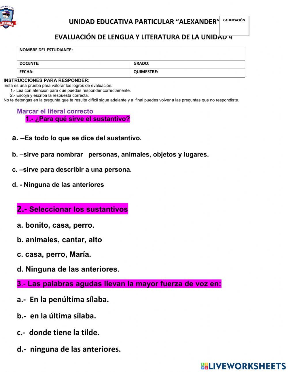 Examen de lengua y literatura