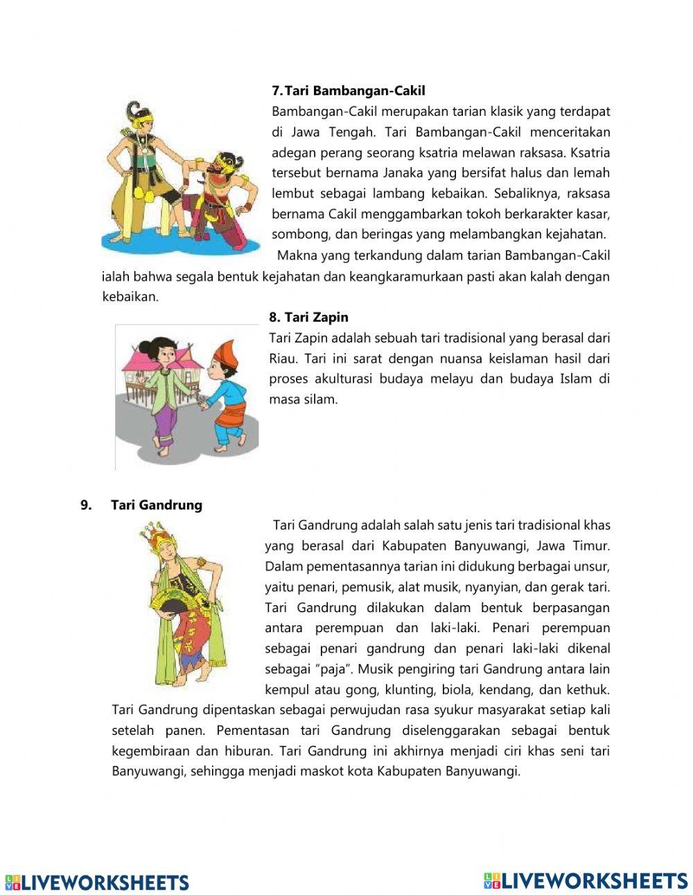 Tari tunggal berpasangan dan kelompok