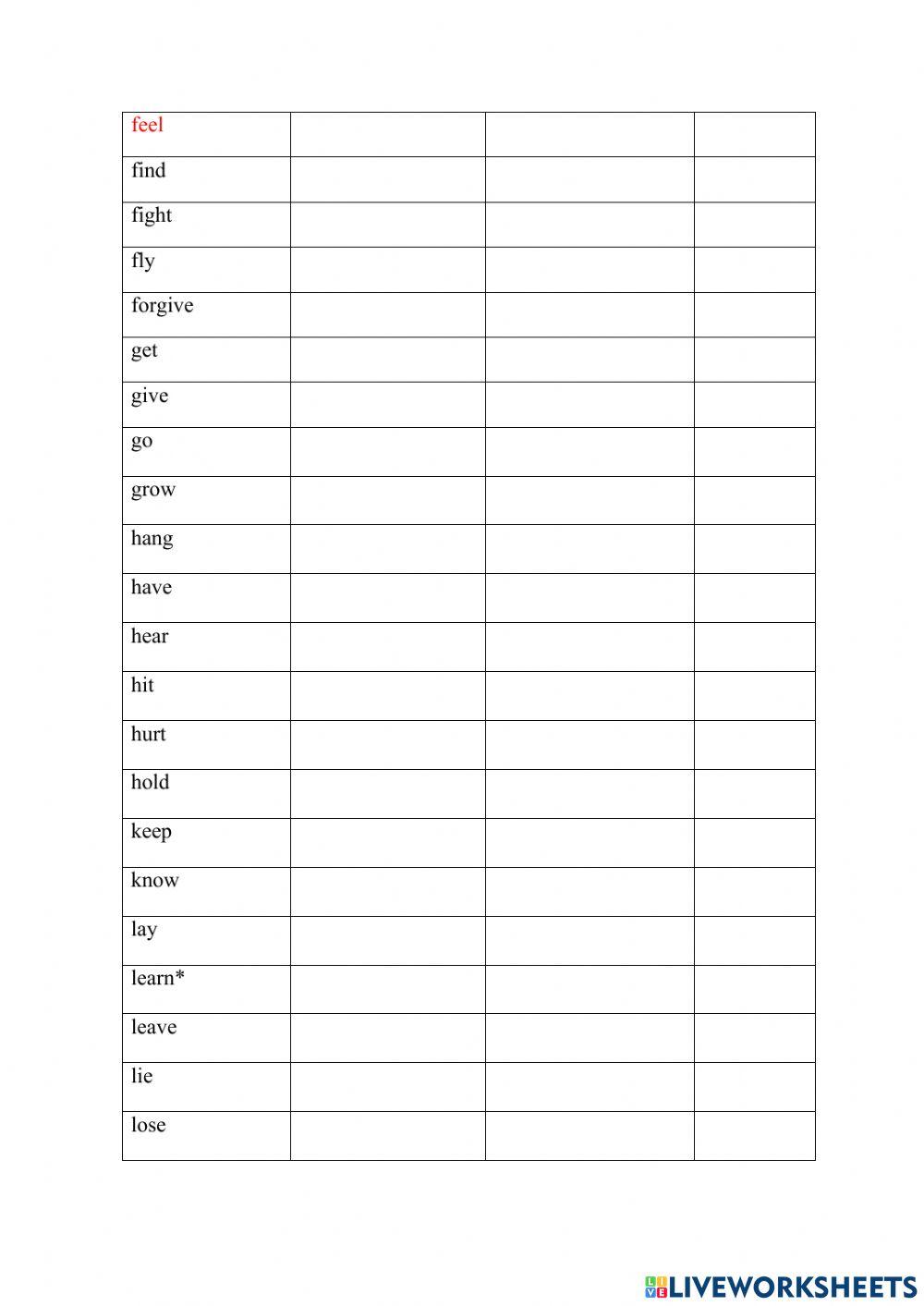 Irregular verbs