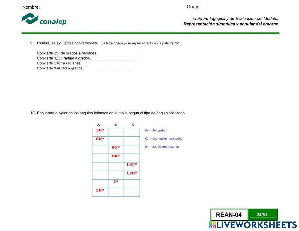 Convertir y determinar ángulos
