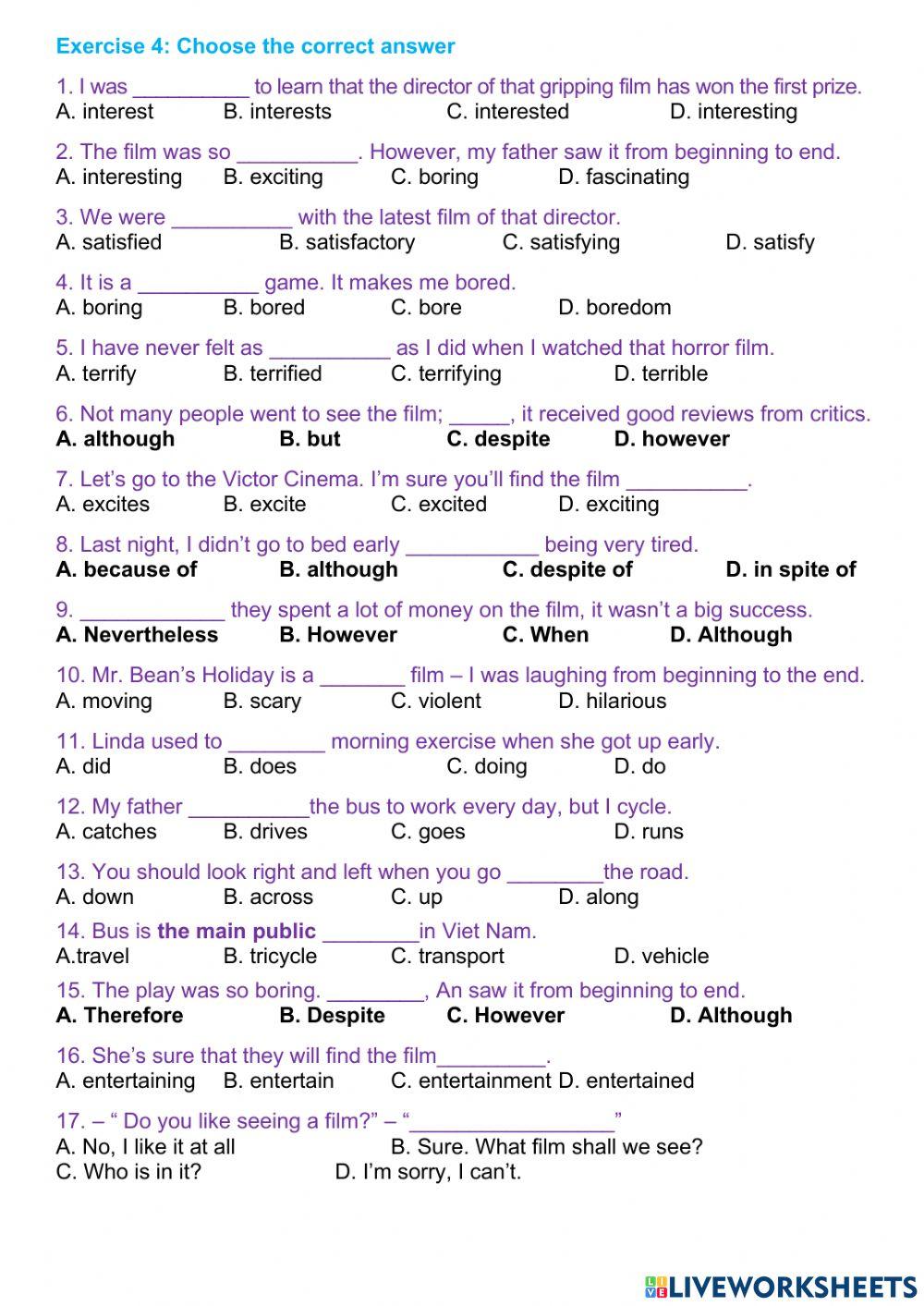 Unit 8+7 - Films - grammar 3
