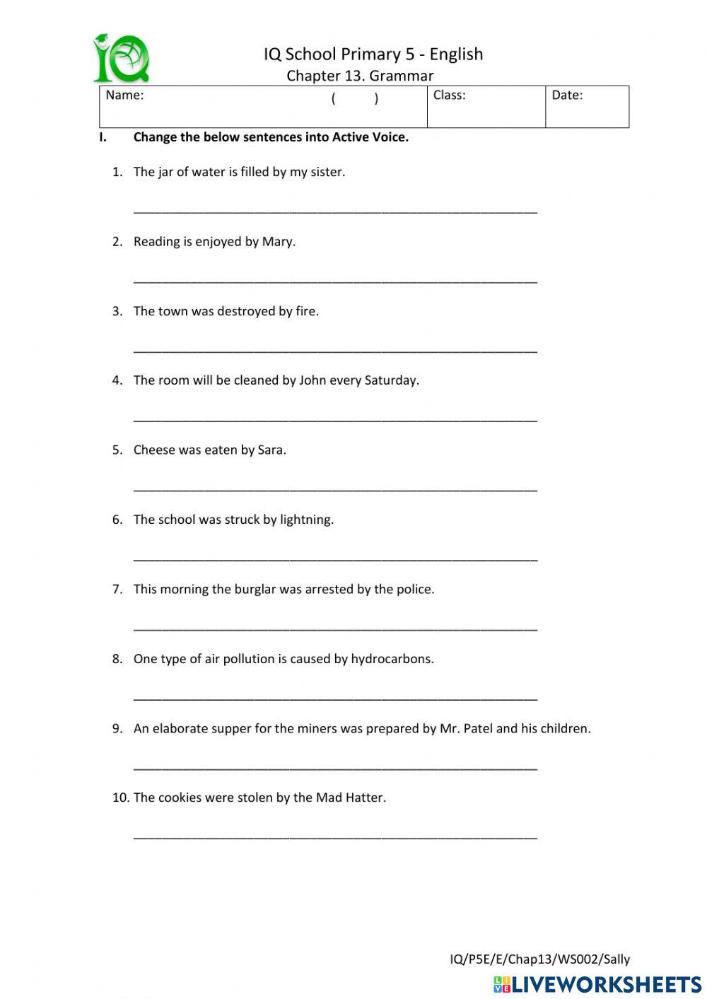 Chapter 13- Change  Passive to Active