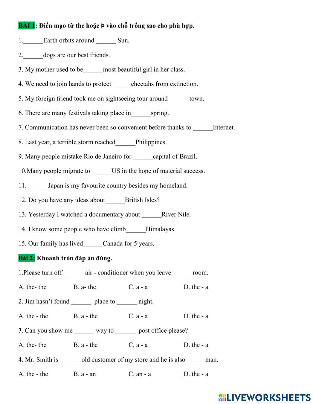 English 9 A, an, the