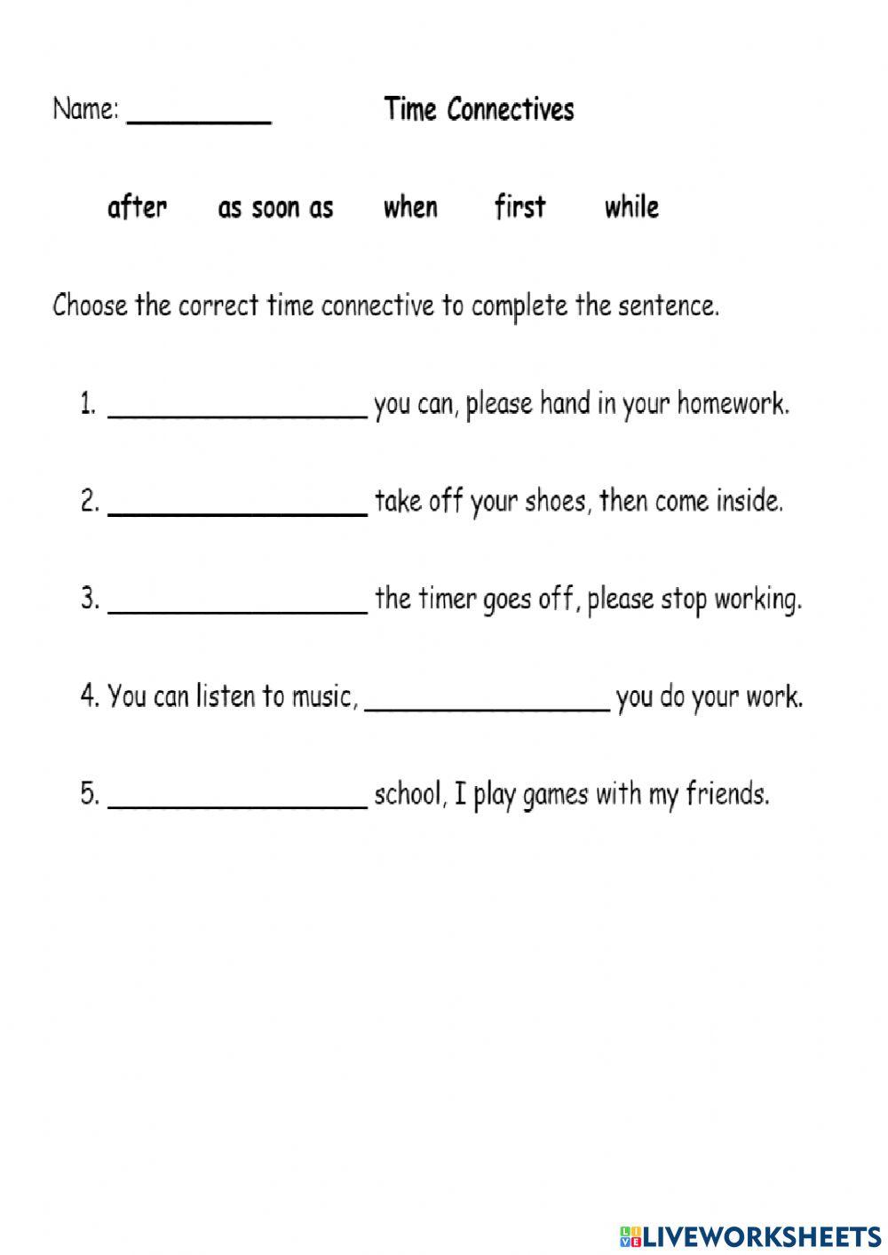 Time Connectives lmcg89 Live Worksheets