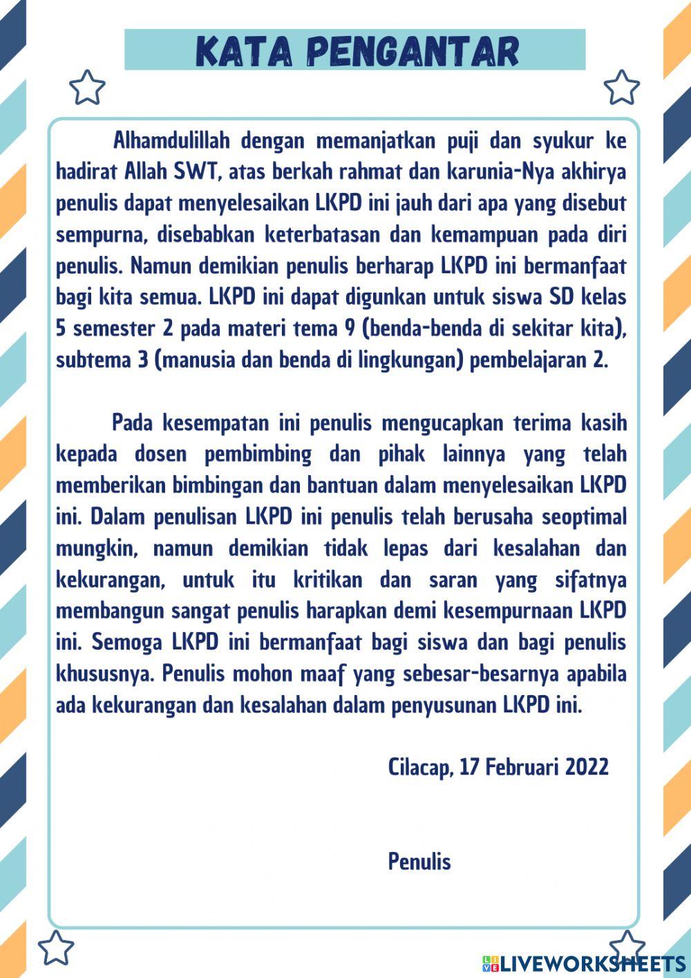 LKPD Kelas 5 Tema 9 Subtema 3 Pembelajaran 2