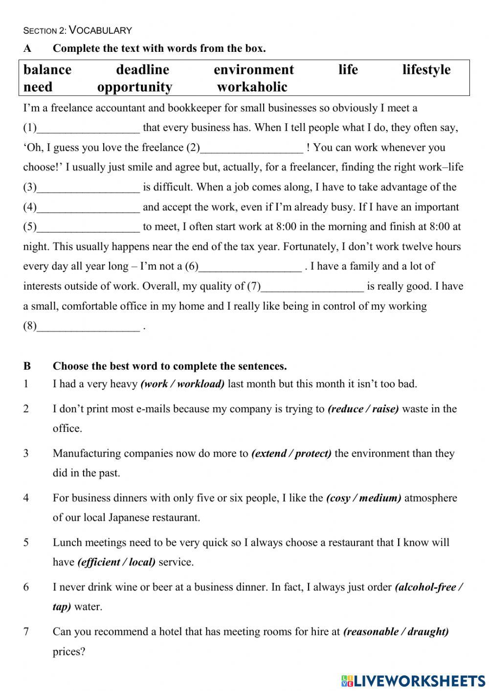 Mid-term Exam Level 8 (English for Business)
