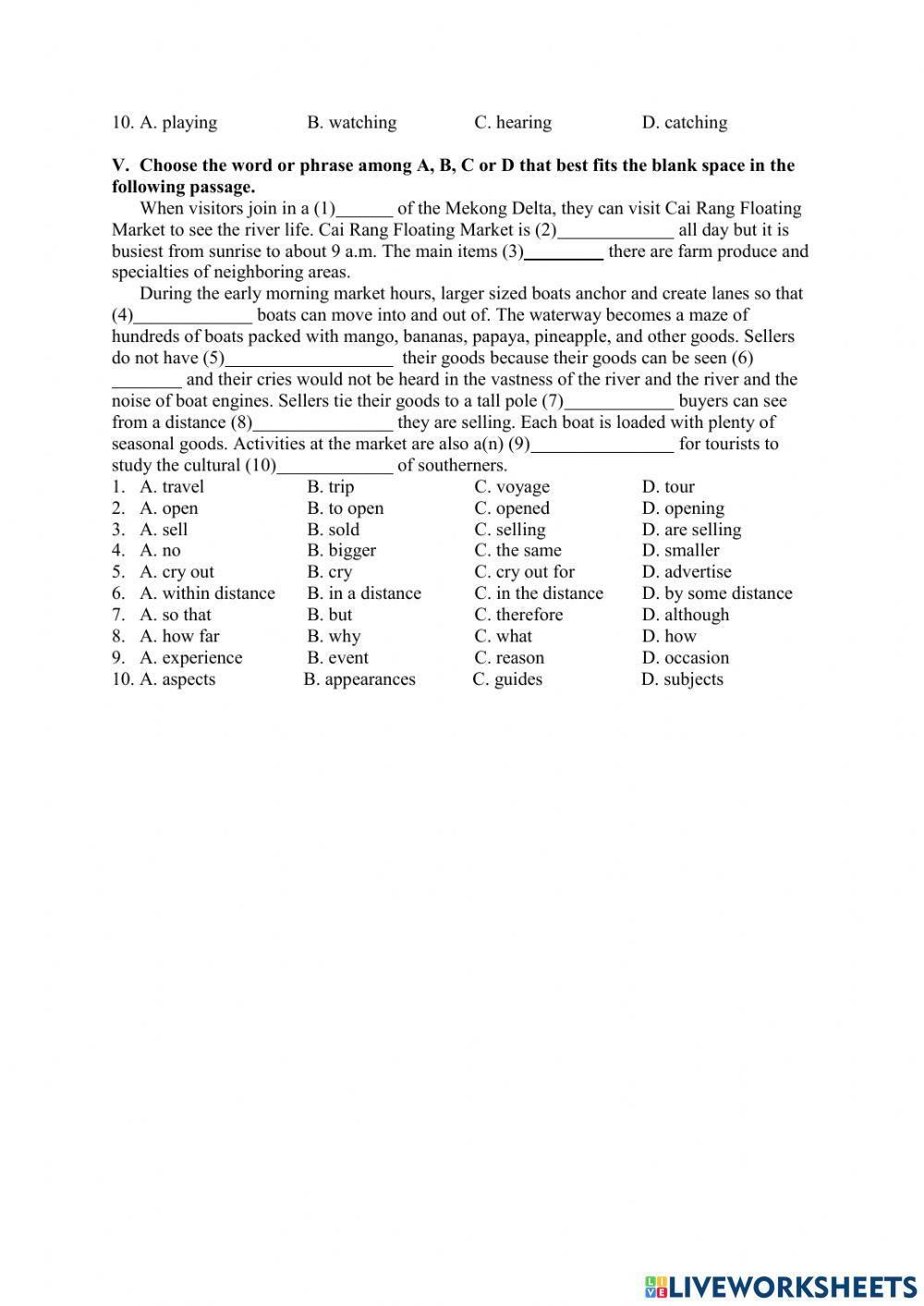 English 9 Unit 8 Test 1