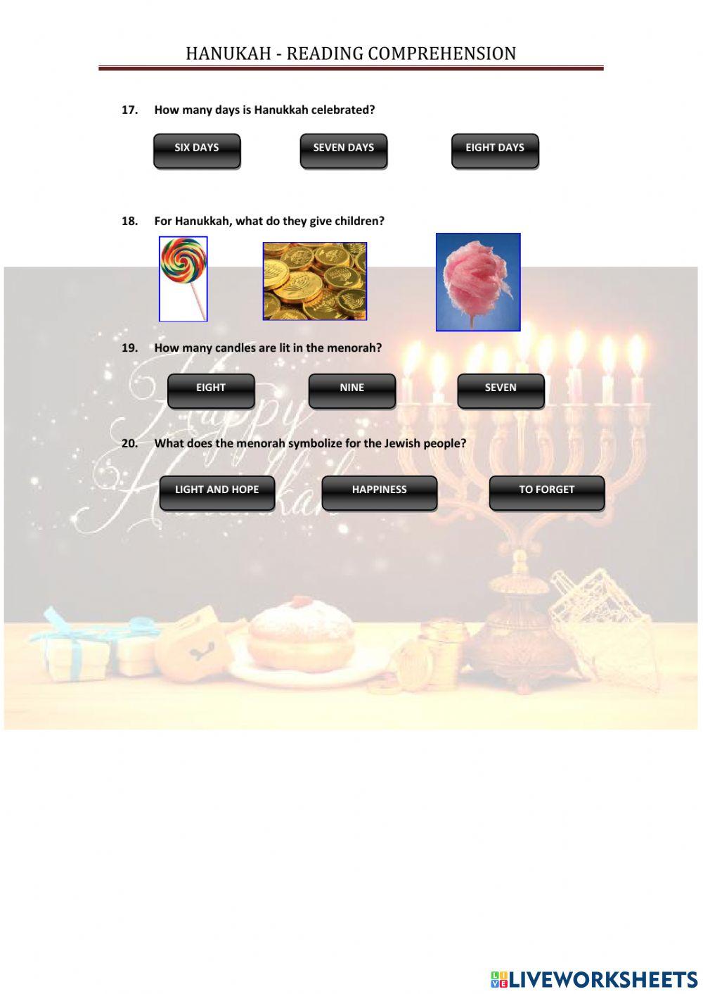 Hanukah Comprensió lectora