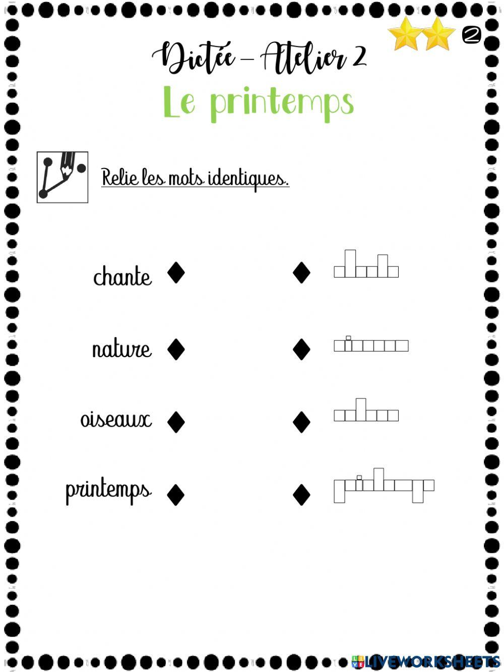 Dictée - Le printemps - G2a2