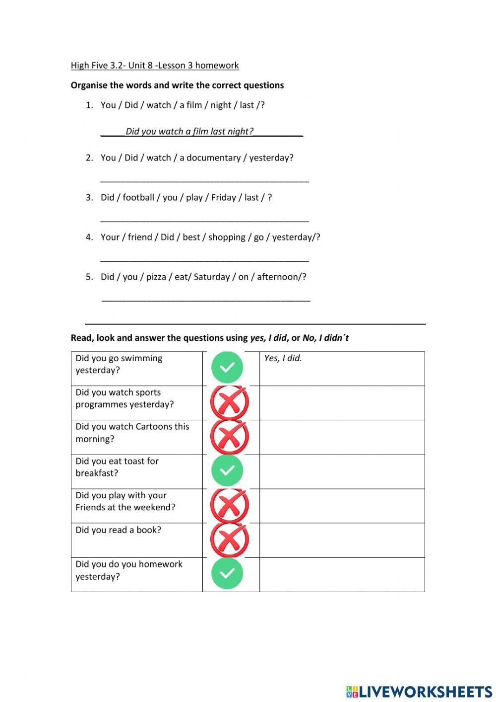 Past simple questions