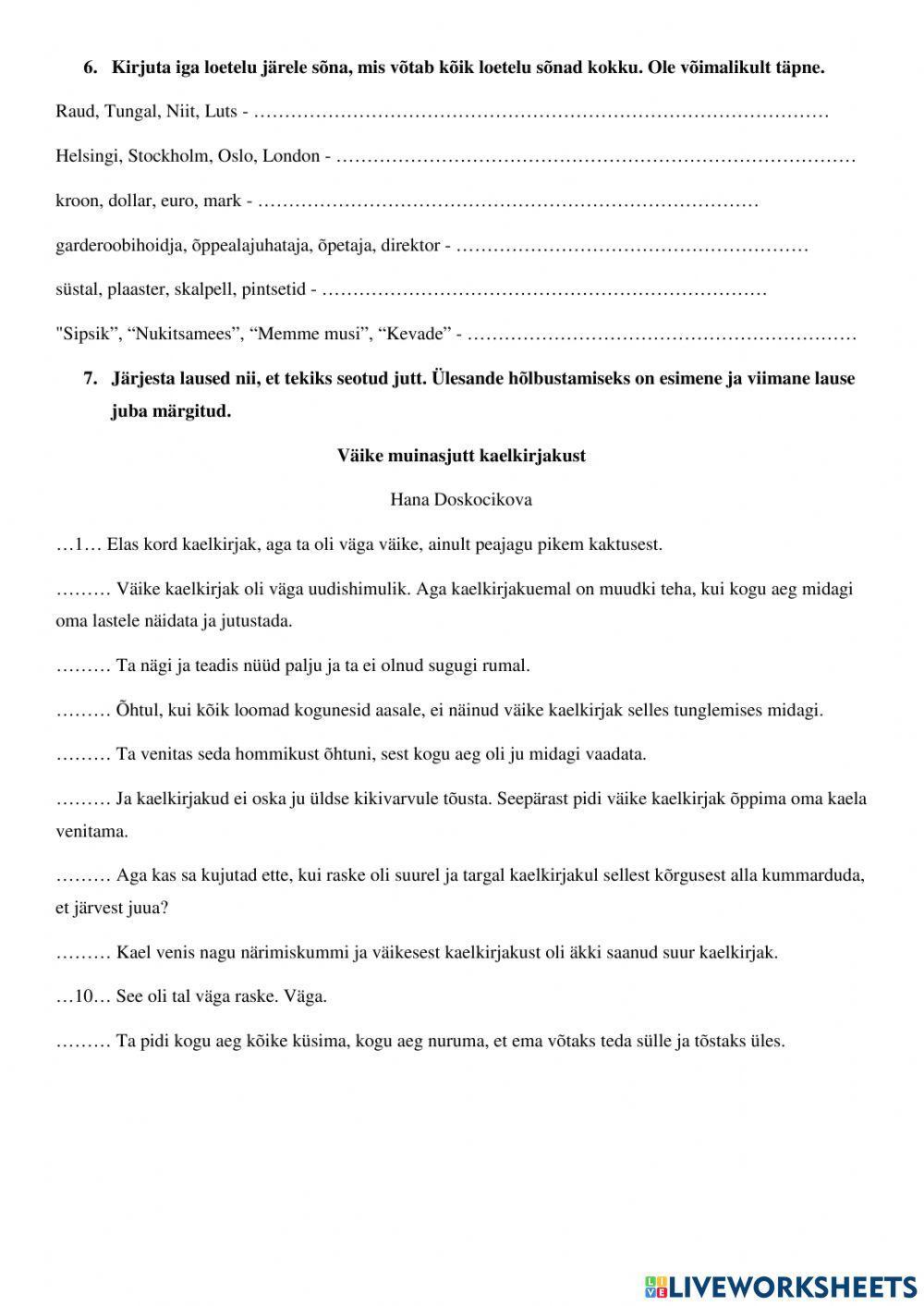 Kordamine. Tegusõnad.