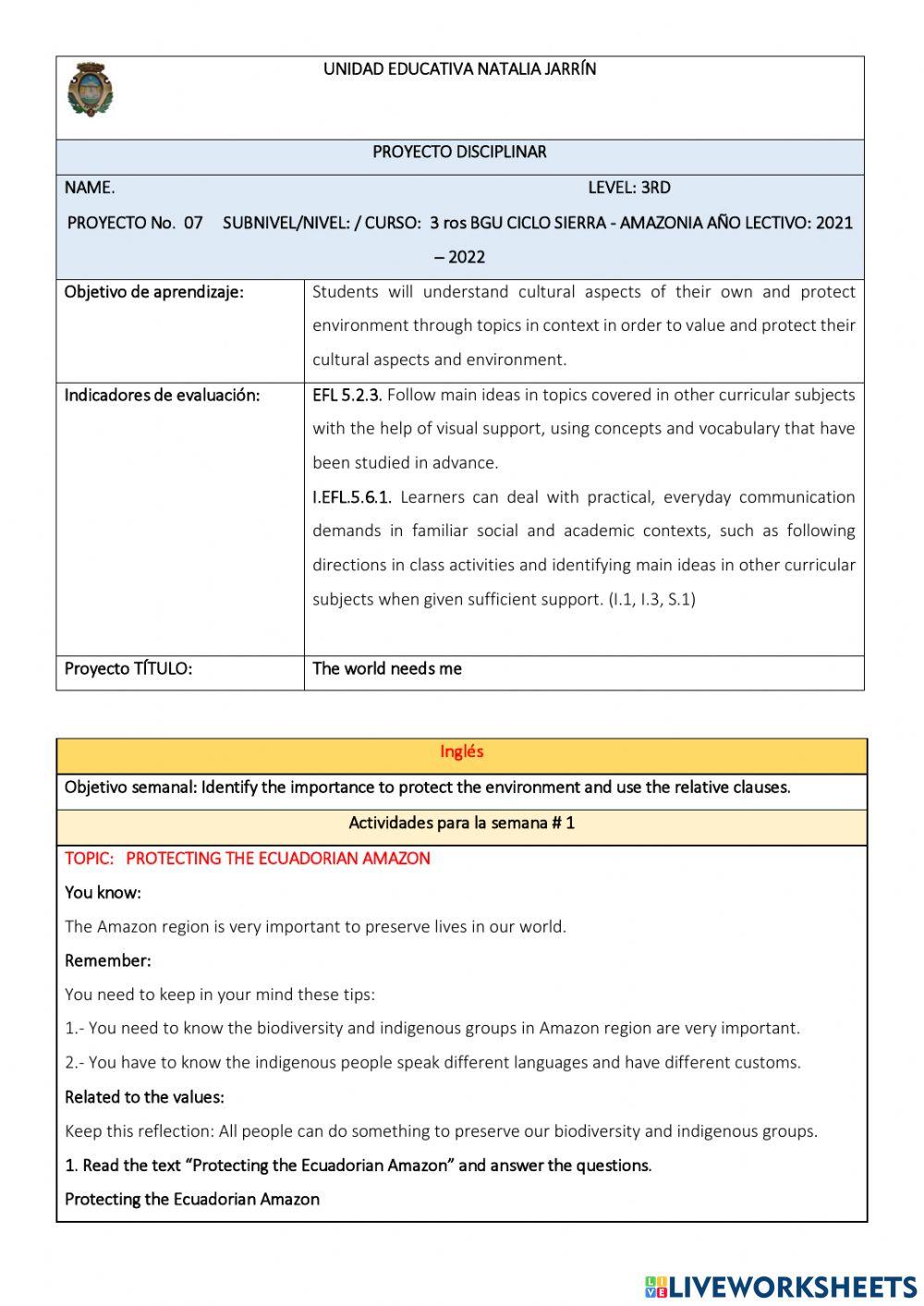 Protecting the ecuadorian amazon