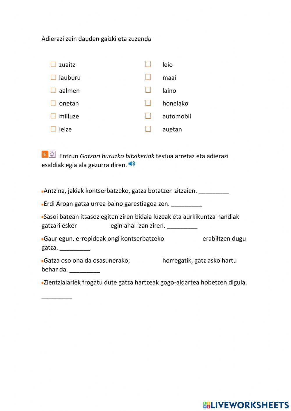 Gatzagaren textua eta h-aren erabilpena