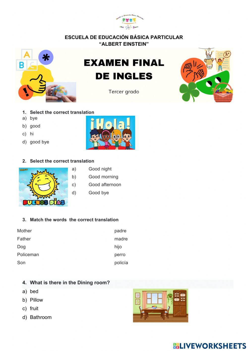 Examen final de ingles 