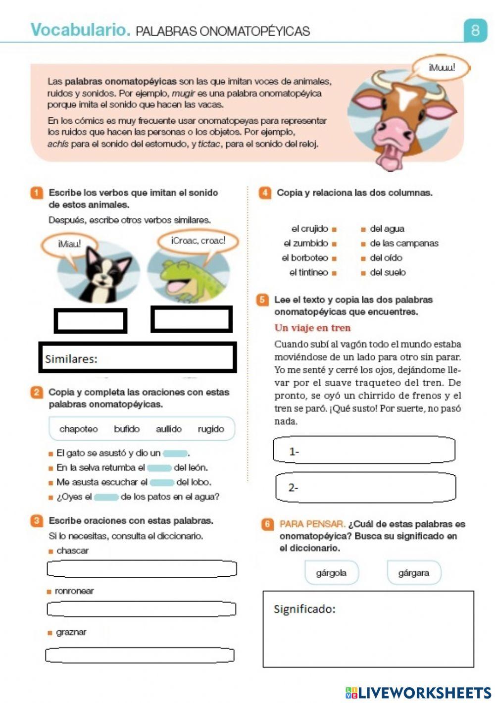 Palabras onomatopéyicas