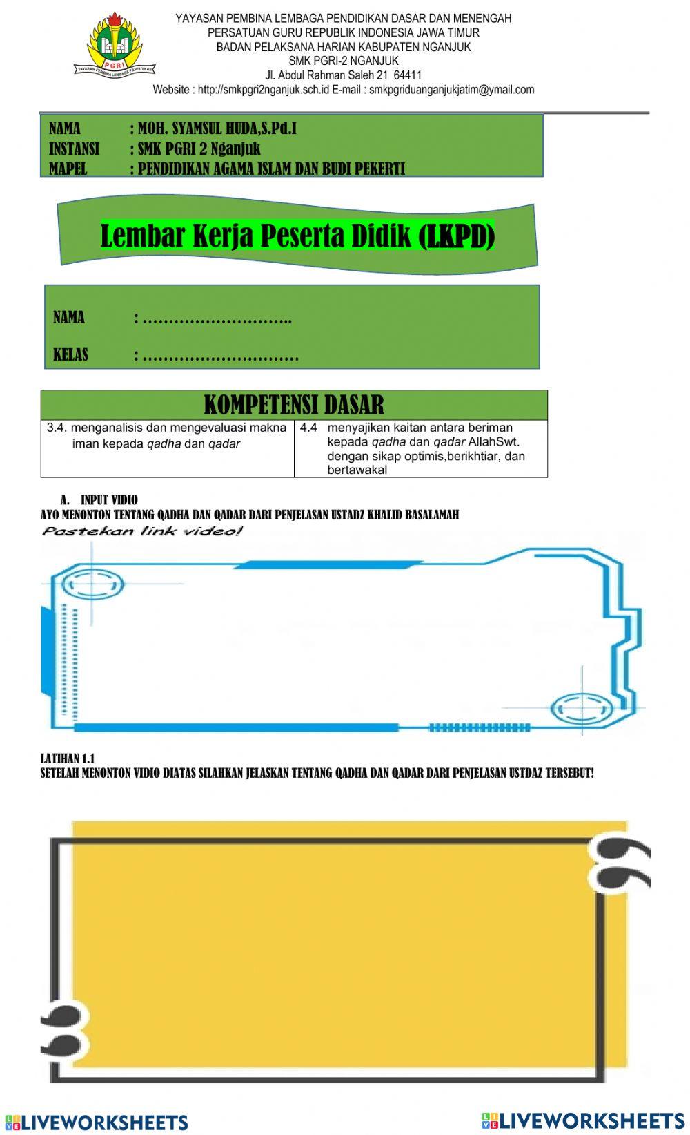 Lkpd pai iman qodho dan qodar