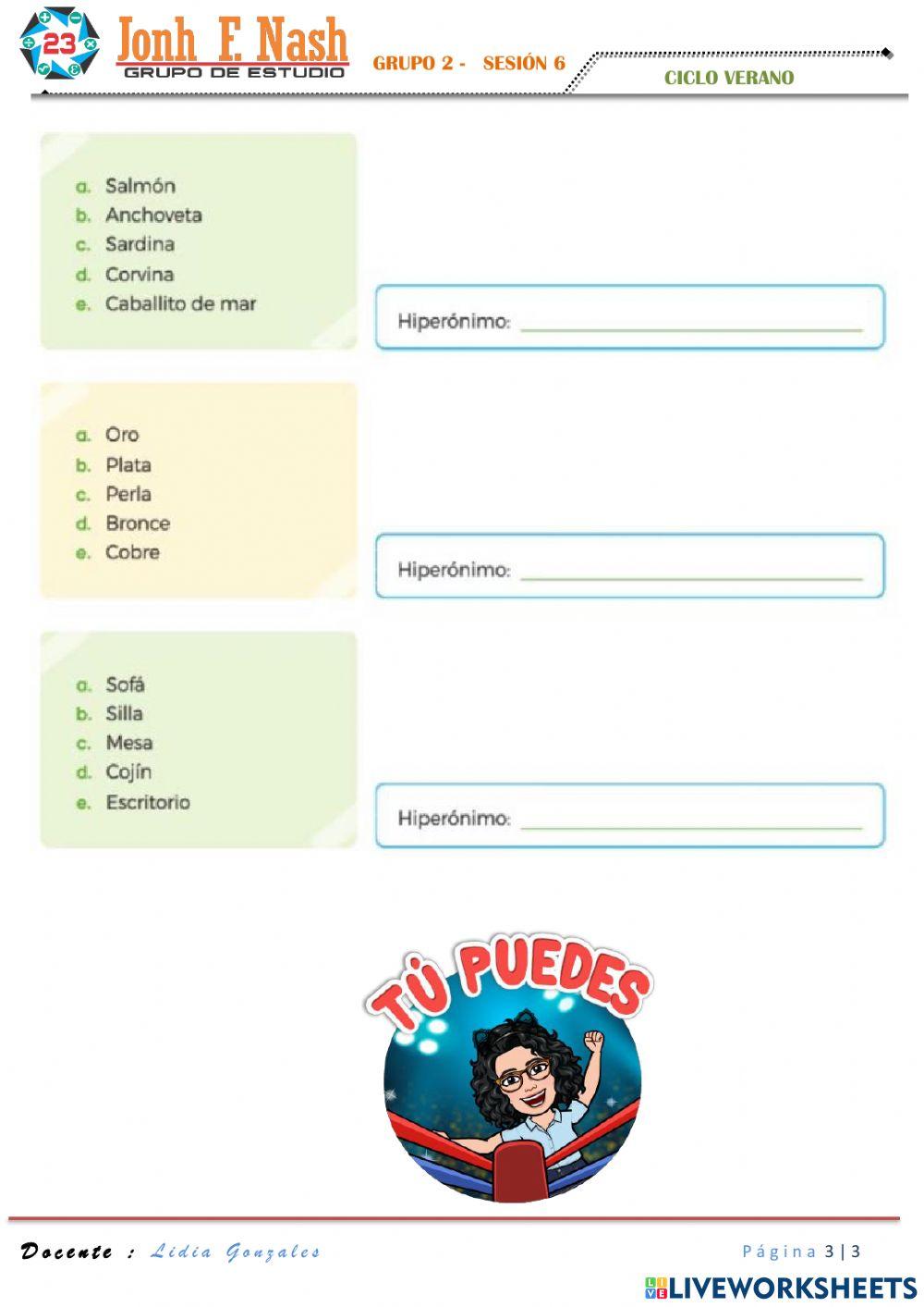 Hiponimos - HIPERONIMOS