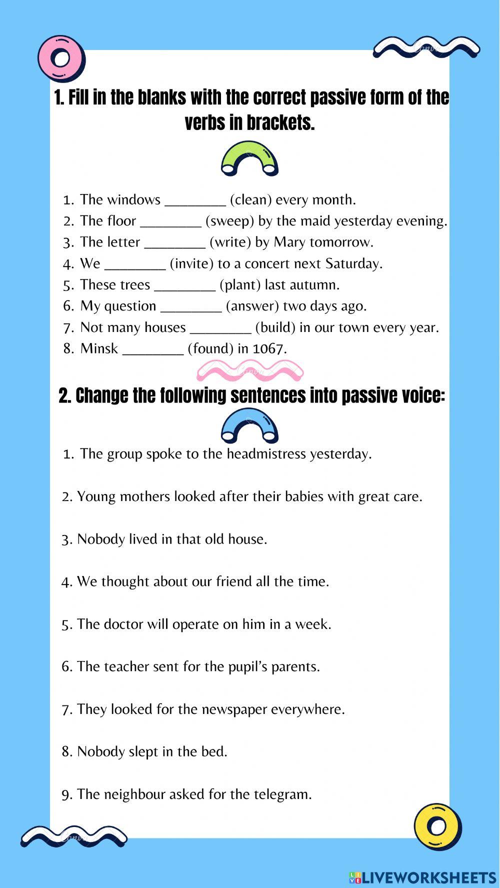 Passive Voice online exercise for Pre Intermediate Live Worksheets