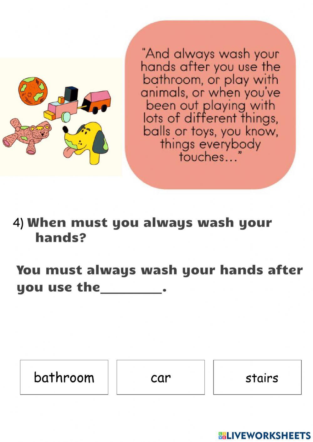 Watch out for germs - worksheet 2
