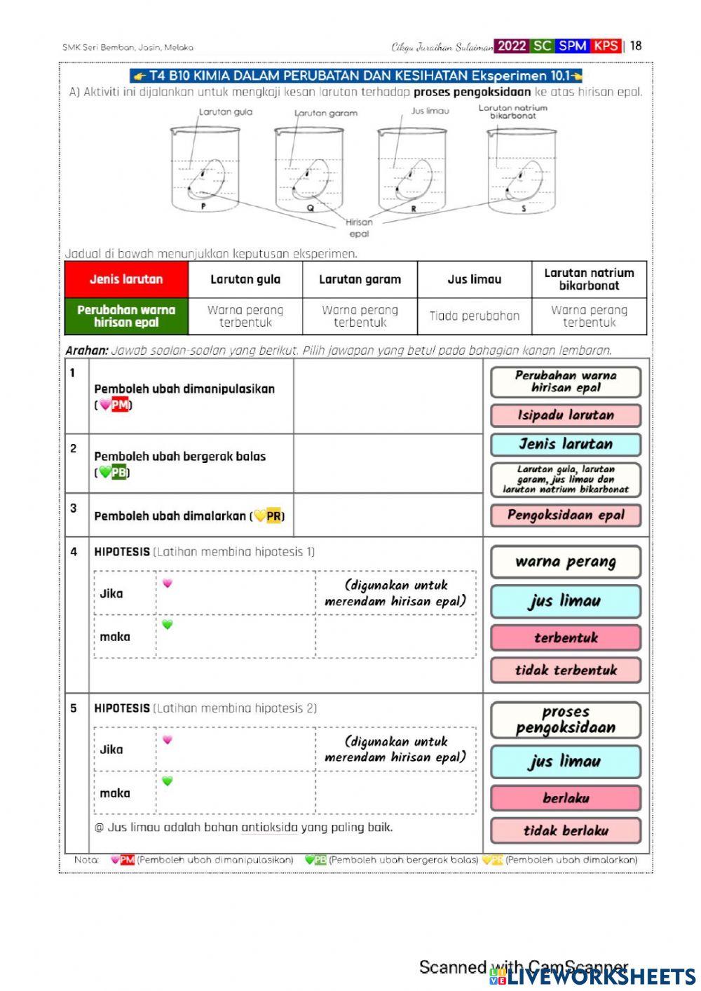 T5 B10 10.1 Proses pengoksidaan epal