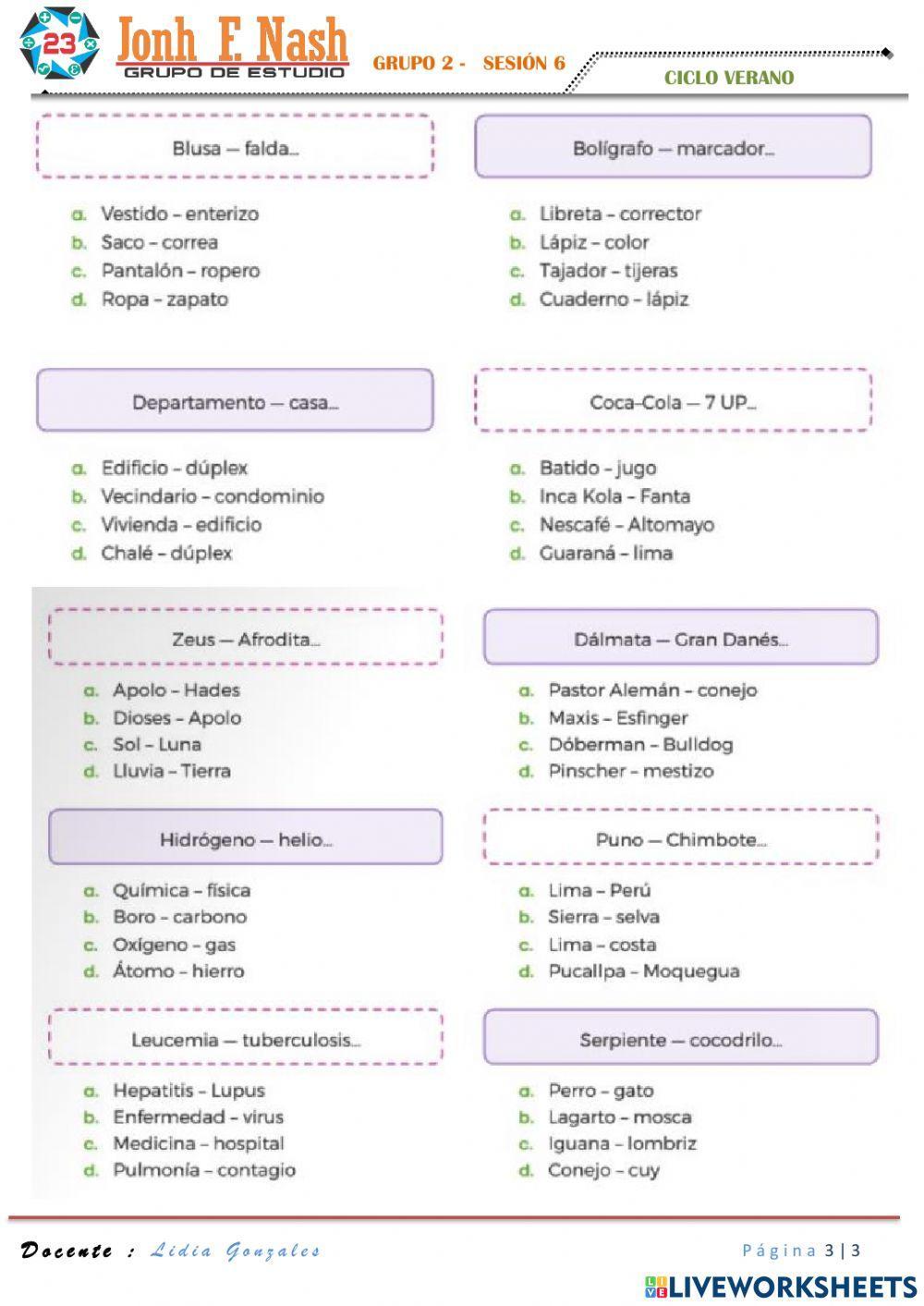 Hiponimos - hiperonimos