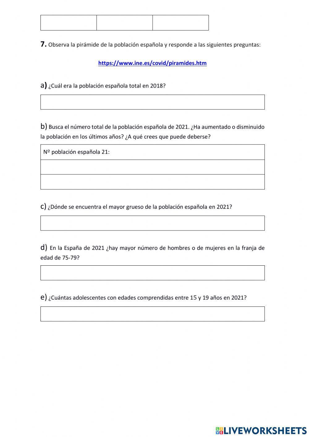 Población España 5º Competencial