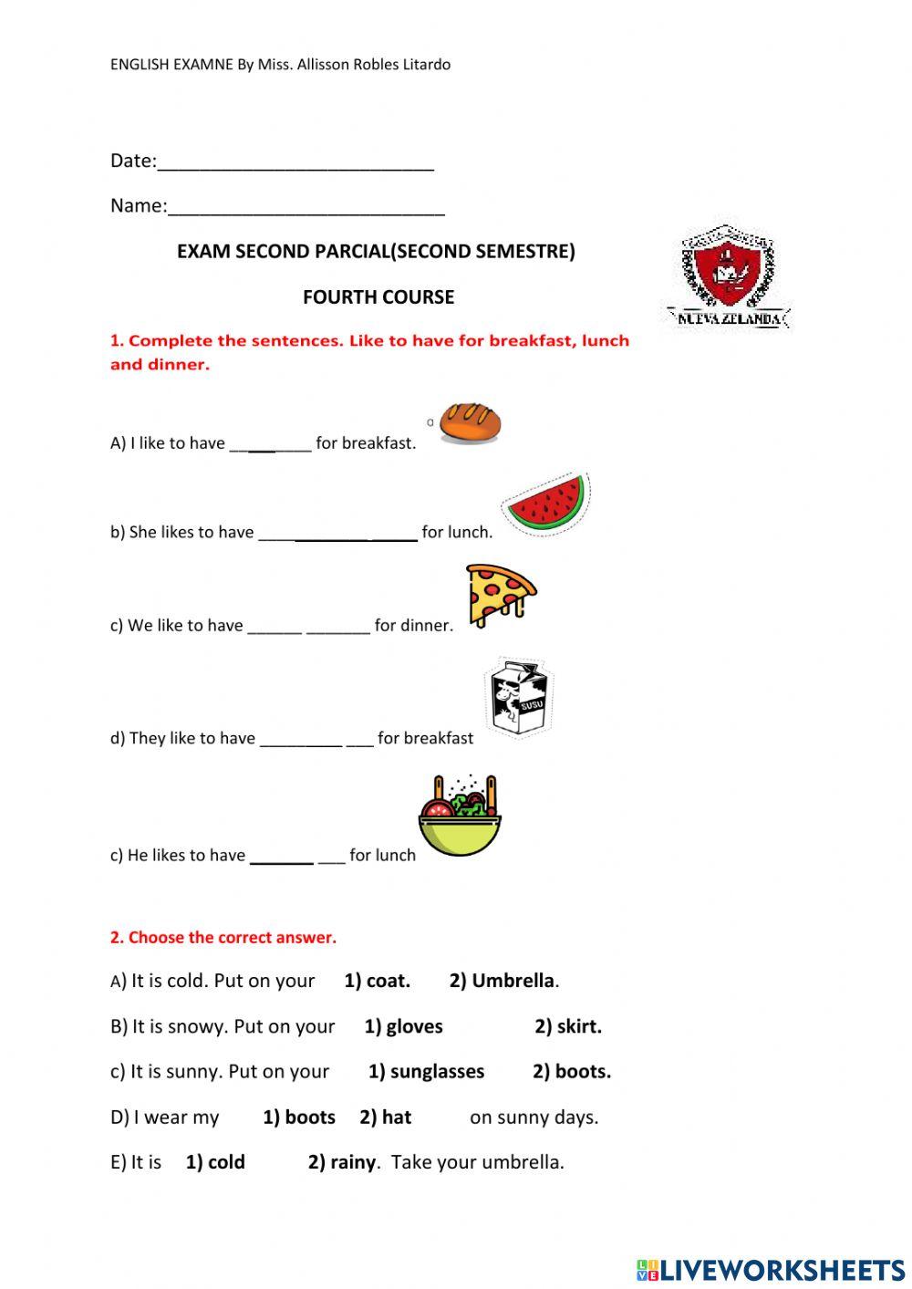 Fourth exam segundo quemestre