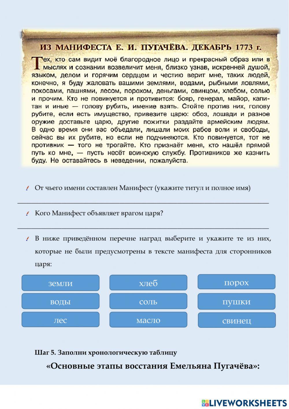 Восстание Пугачева Восстание Пугачева
